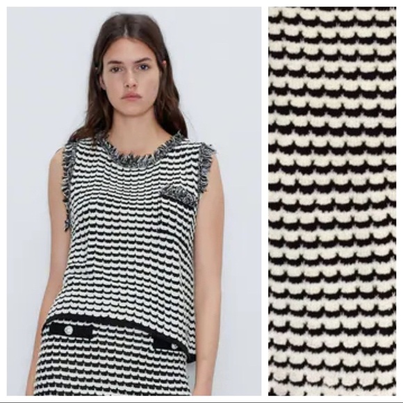 Zara Tops - NWT. Zara Black/White Knit Top. Size M.